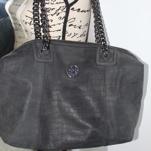 GEORG Rare Auth Suede Croc Tory Burch Tote!